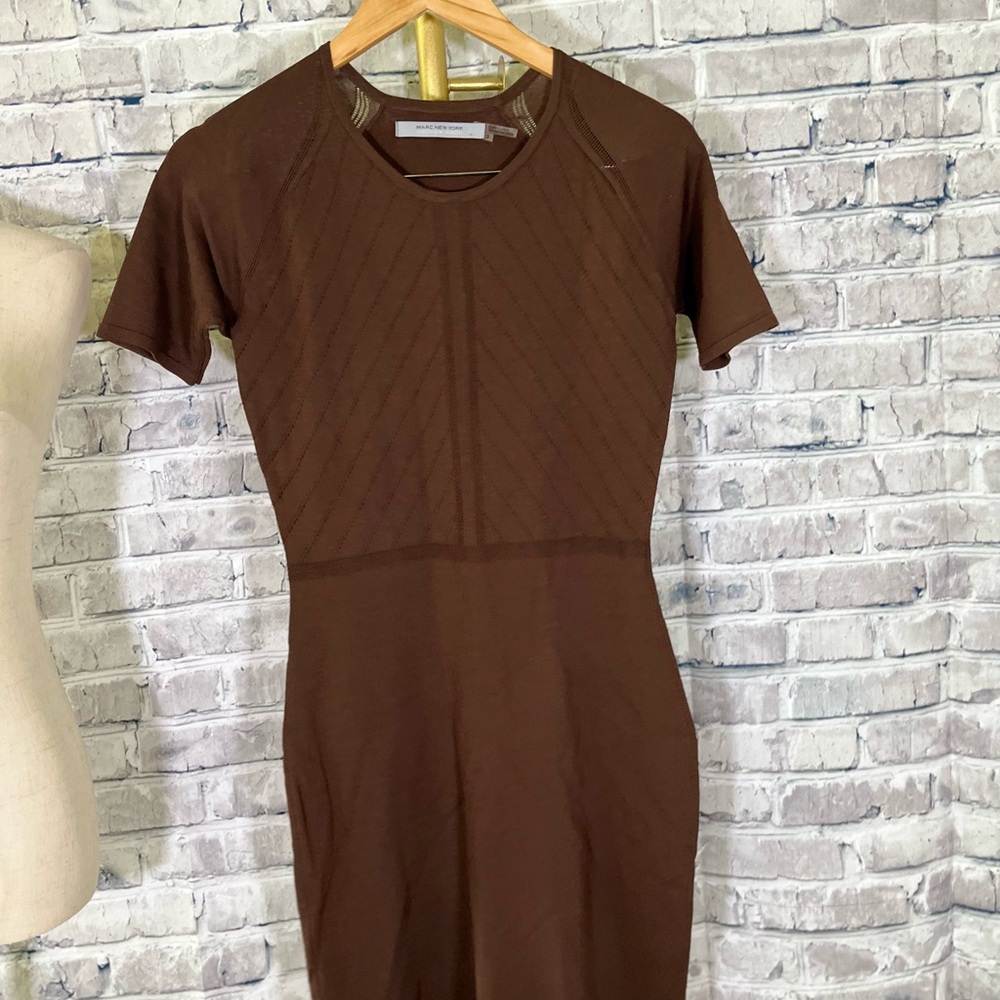 Elegant Brown Short Sleeve Mini Dress